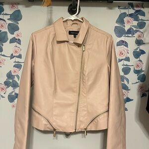 New Look Women's Pale Pink Faux Leather Jacket